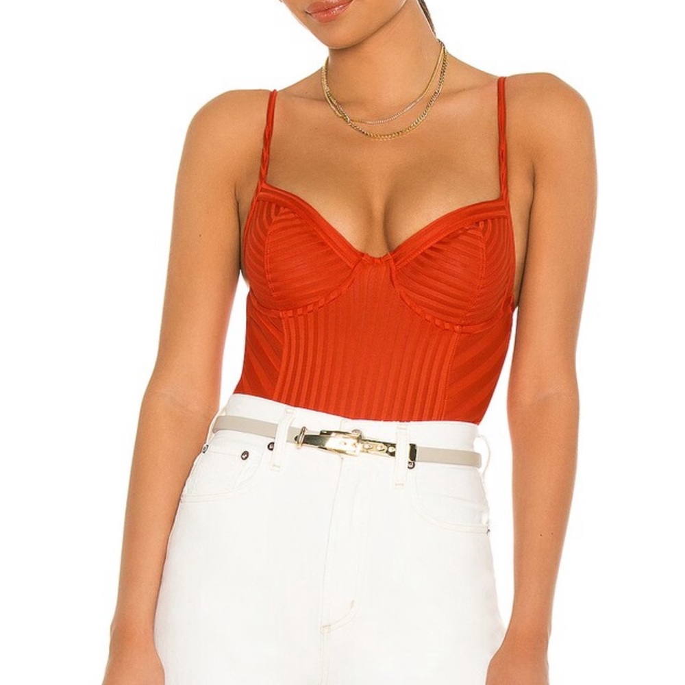 Yuni Rib Bodysuit in Bright Orange